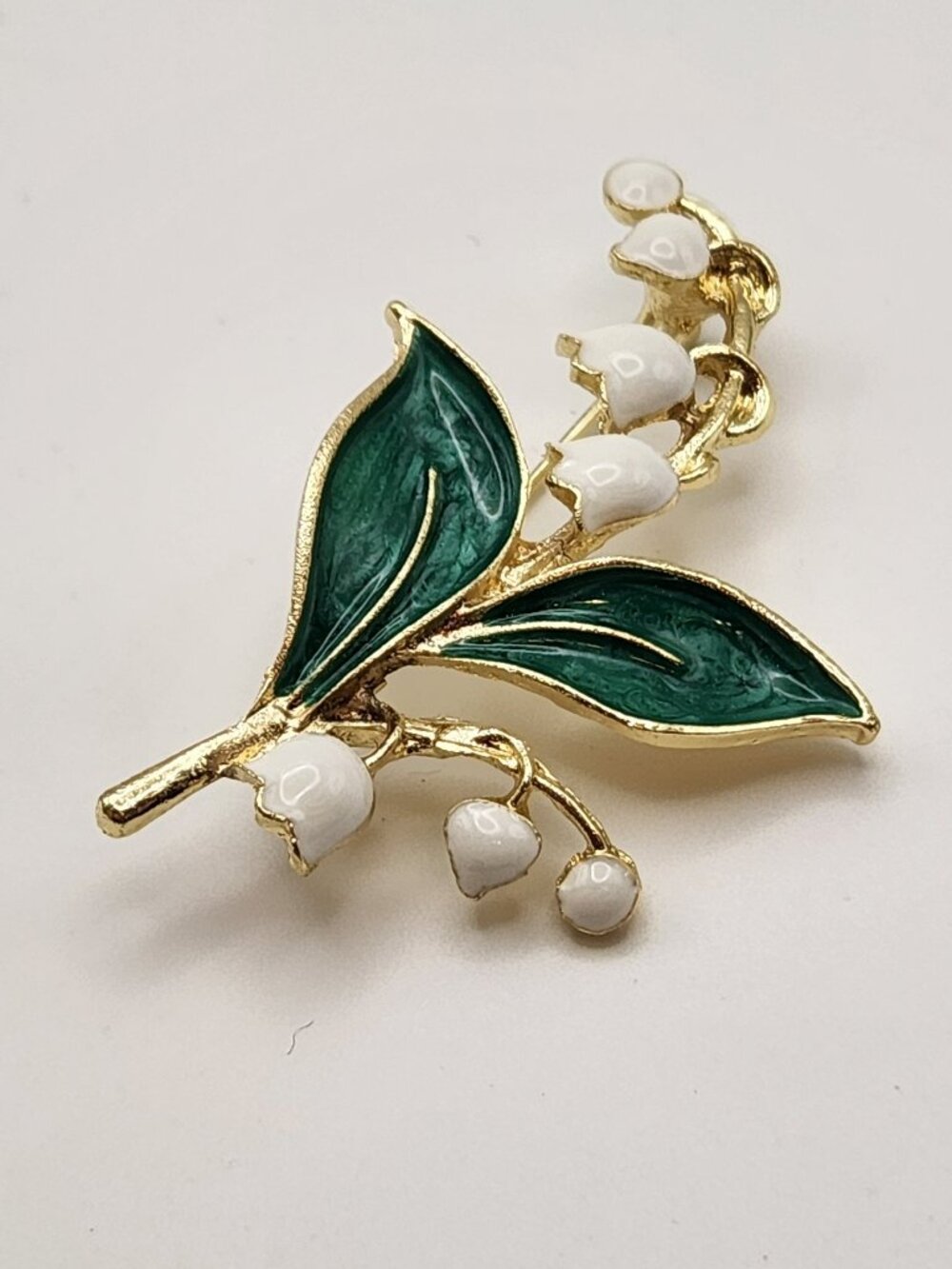 3 for $18 Lily of the Valley brooch gold tone hardware white floral NIP